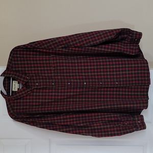Eddie Bauer Men's  XXL Red and Green Plaid Button Down Shirt 100Cotton